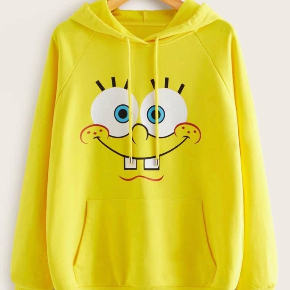 ROMWE Yellow SpongeBob hooded sweatshirt, Size L
